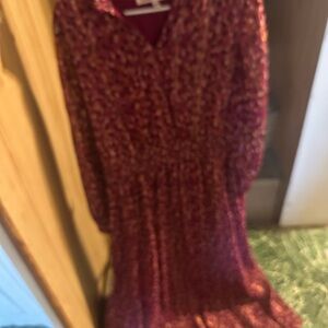 Elegant Long Sleeve Red Dress